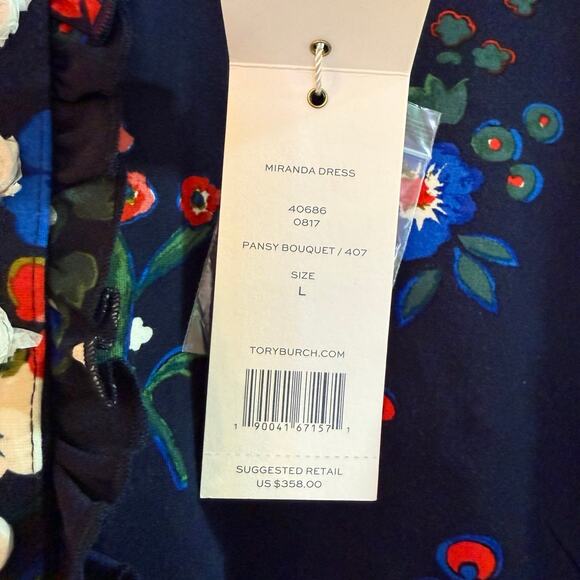 Tory Burch Pansy Bouquet Miranda Dress Size Large NEW WITH TAGS! - Picture 3 of 8